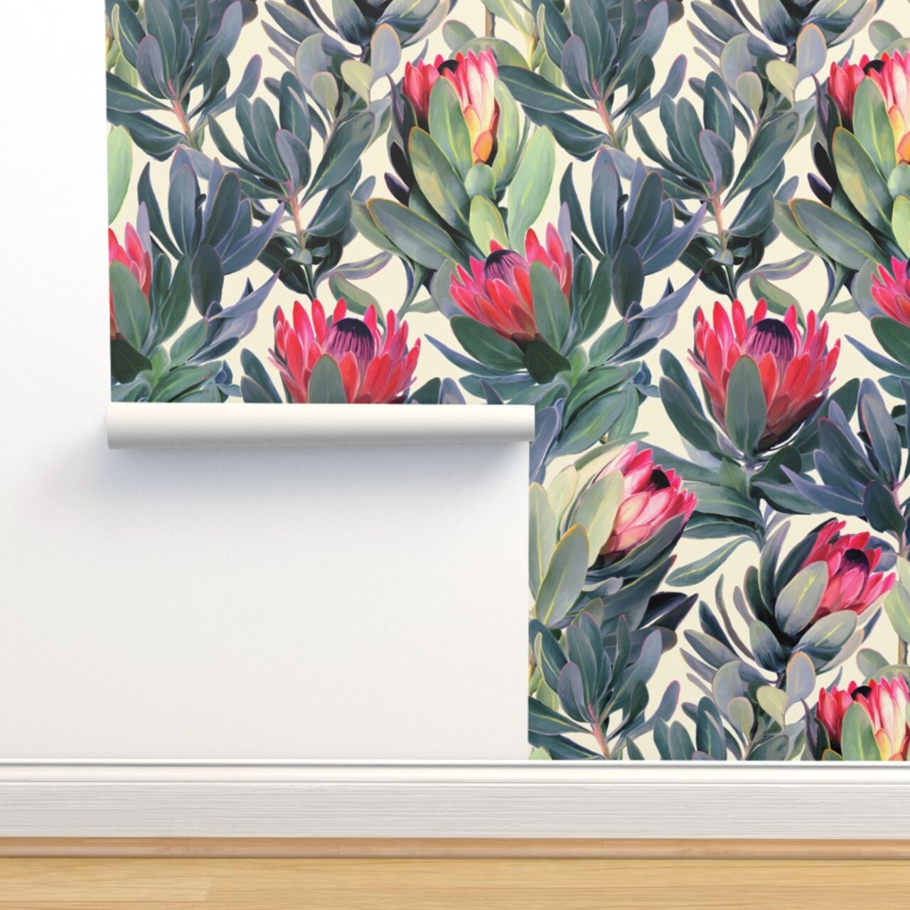 Floral Tropical Garden Vintage Inspired Botanical Leaves Home Decor Kitchen Decor Custom Removable Wallpaper by Spoonflower Peel & Stick Wallpaper 2FT Wide